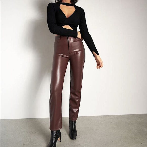 Dynamite • Gisele Faux Leather Straight Leg Pants - Picture 3 of 3